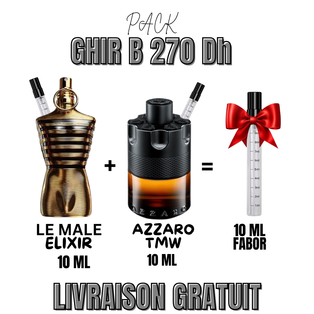 Pack Le male elixir +Azzaro The most wanted + 10 ml FABOR