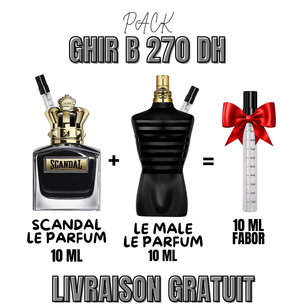 Pack le male le parfum +scandal le parfum  + 10 ml FABOR